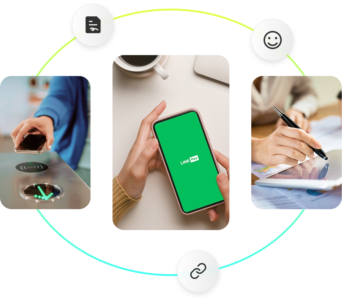 LINE Pay 付款與會員卡示意